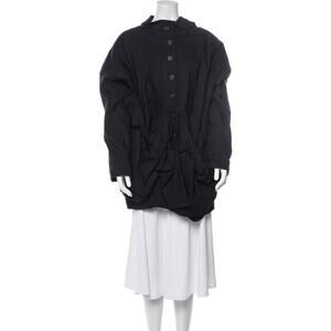 Rundholz Parka Coat Women M Blue Button Front Mid Length Preppy Goth Oversized